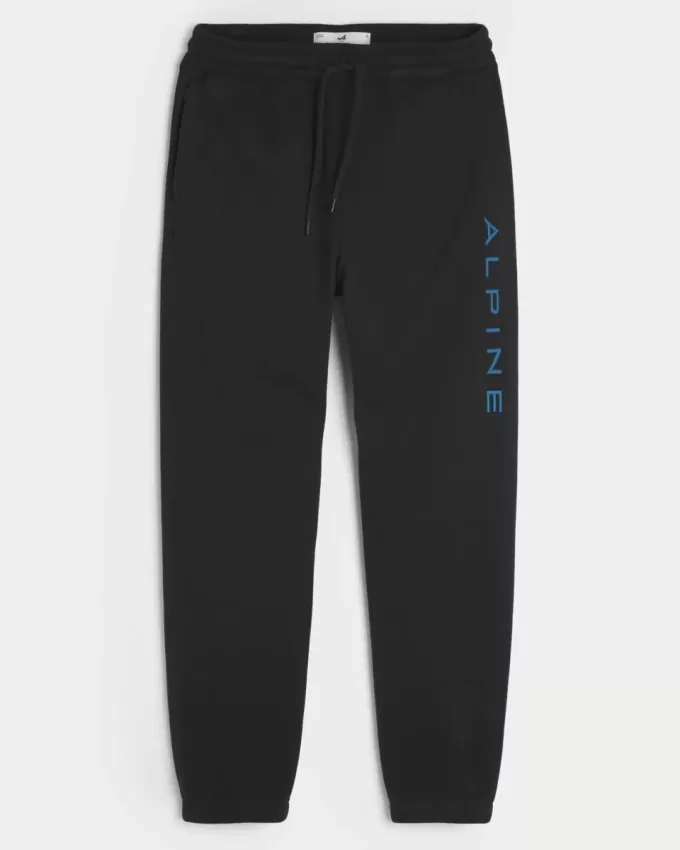 Pantaloni de jogging relaxați din lână alpină cu grafică Pantaloni de jogging relaxați din lână alpină cu grafică