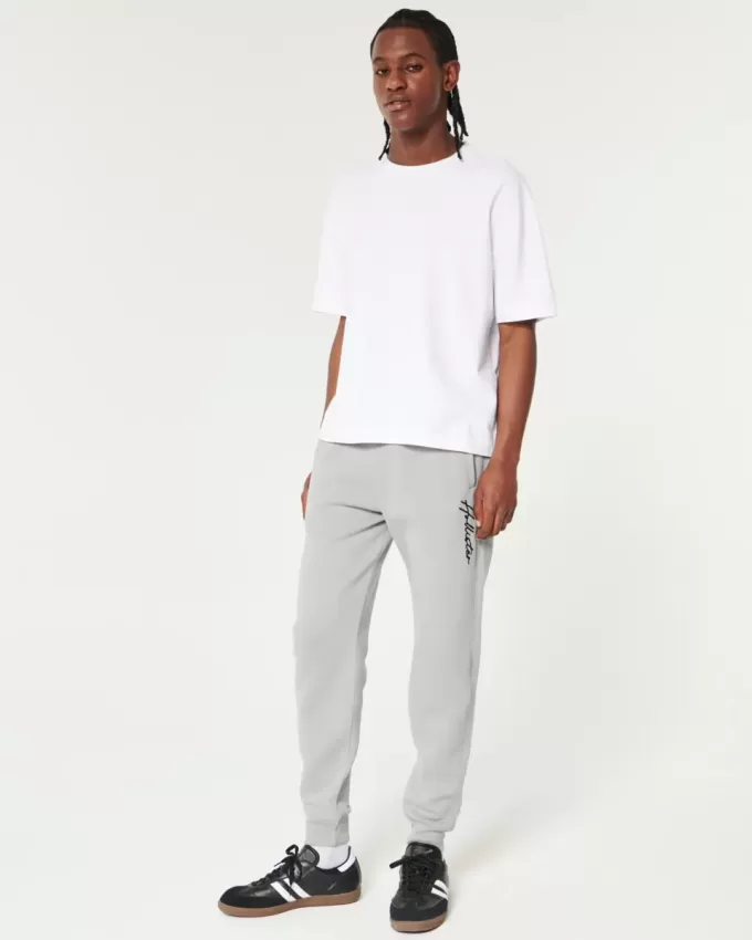 Pantaloni de jogging relaxați din lână cu logo Pantaloni de jogging relaxați din lână cu logo