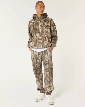 Pantaloni de jogging relaxați din lână cu logo