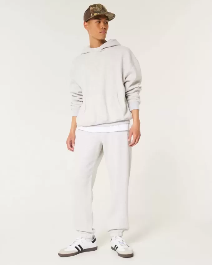 Pantaloni de jogging relaxați din lână cu logo Pantaloni de jogging relaxați din lână cu logo