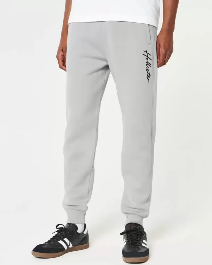 Pantaloni de jogging relaxați din lână cu logo Pantaloni de jogging relaxați din lână cu logo