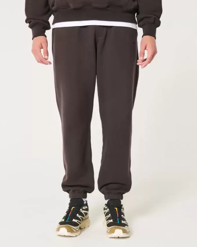 Pantaloni de jogging relaxați din lână cu logo Pantaloni de jogging relaxați din lână cu logo