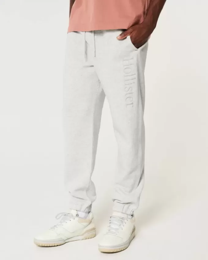 Pantaloni de jogging relaxați din lână cu logo Pantaloni de jogging relaxați din lână cu logo