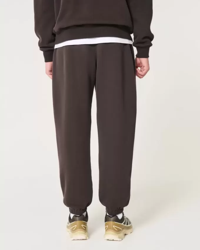 Pantaloni de jogging relaxați din lână cu logo Pantaloni de jogging relaxați din lână cu logo