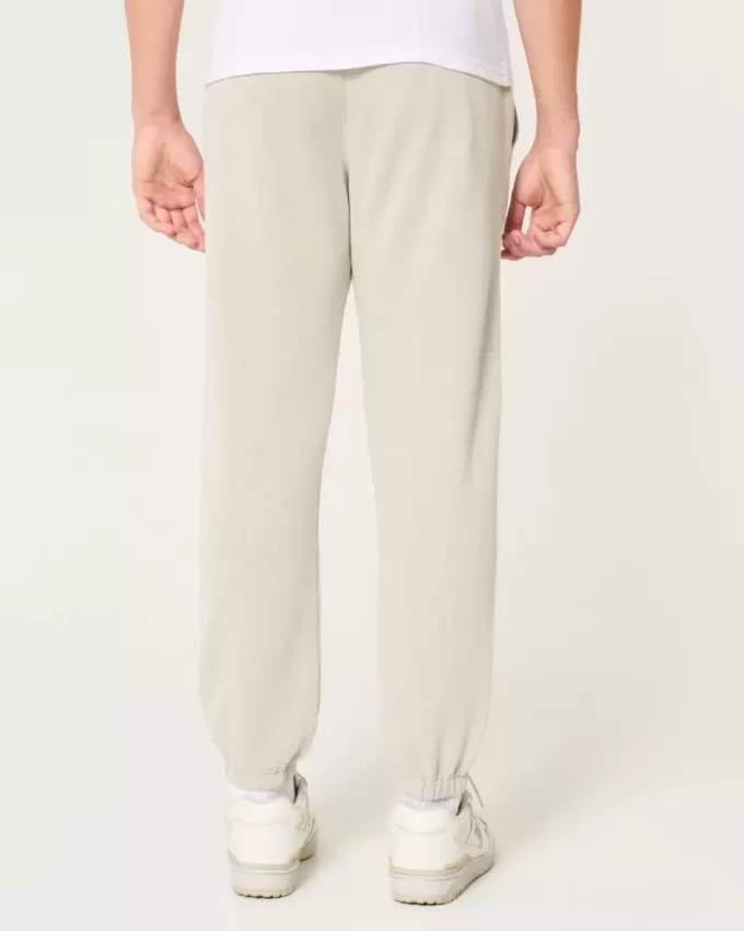 Pantaloni de jogging relaxați din lână cu logo Pantaloni de jogging relaxați din lână cu logo