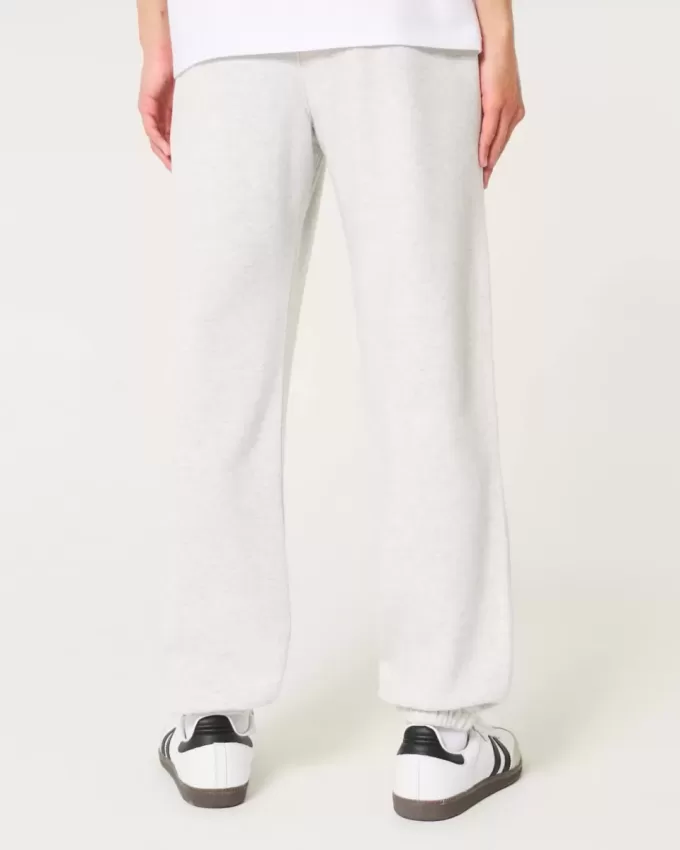 Pantaloni de jogging relaxați din lână cu logo Pantaloni de jogging relaxați din lână cu logo