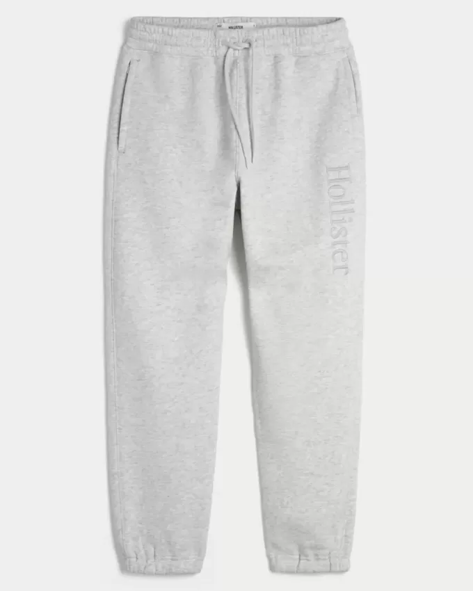 Pantaloni de jogging relaxați din lână cu logo Pantaloni de jogging relaxați din lână cu logo