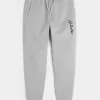 Pantaloni de jogging relaxați din lână cu logo Pantaloni de jogging relaxați din lână cu logo