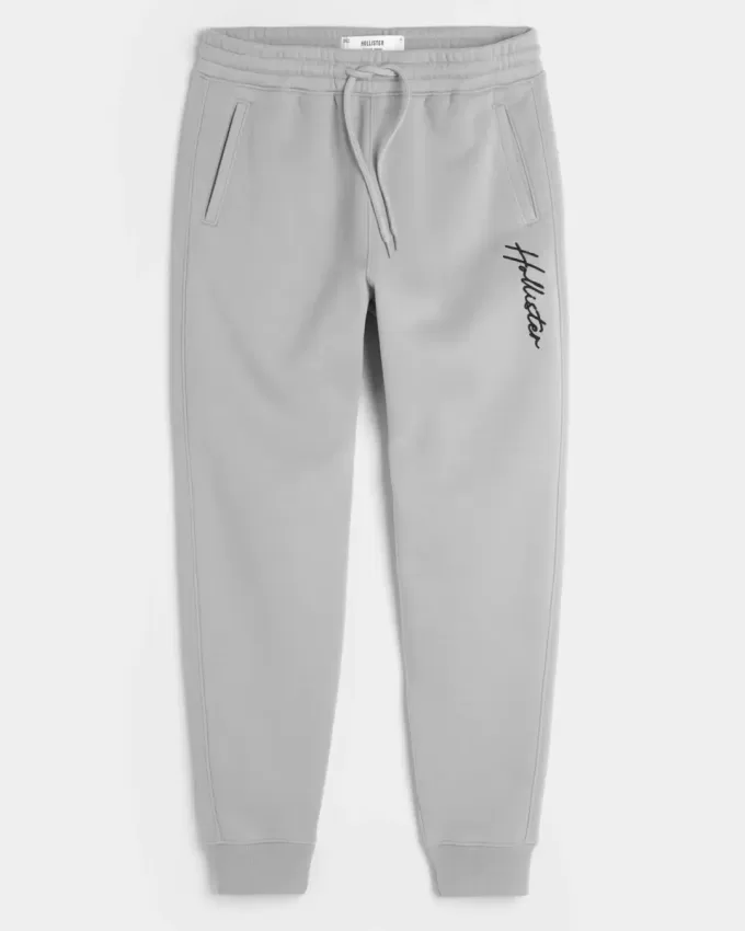 Pantaloni de jogging relaxați din lână cu logo Pantaloni de jogging relaxați din lână cu logo