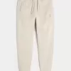 Pantaloni de jogging relaxați din lână cu logo Pantaloni de jogging relaxați din lână cu logo