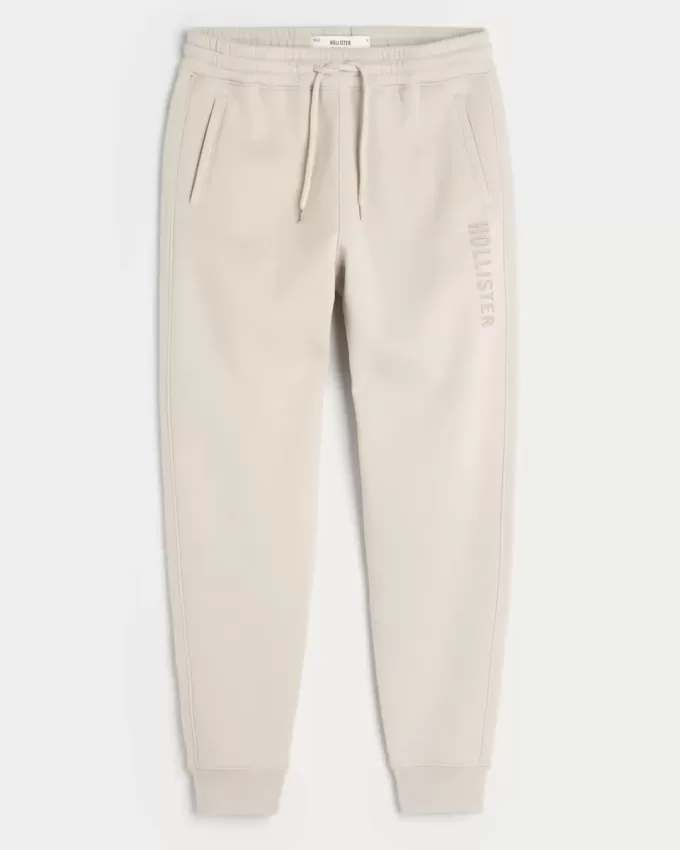 Pantaloni de jogging relaxați din lână cu logo Pantaloni de jogging relaxați din lână cu logo