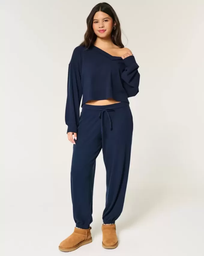 Pantaloni de jogging relaxați Gilly Hicks Waffle Pantaloni de jogging relaxați Gilly Hicks Waffle