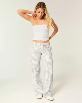 Pantaloni de sport cu picioare largi Camo Pocket Heart