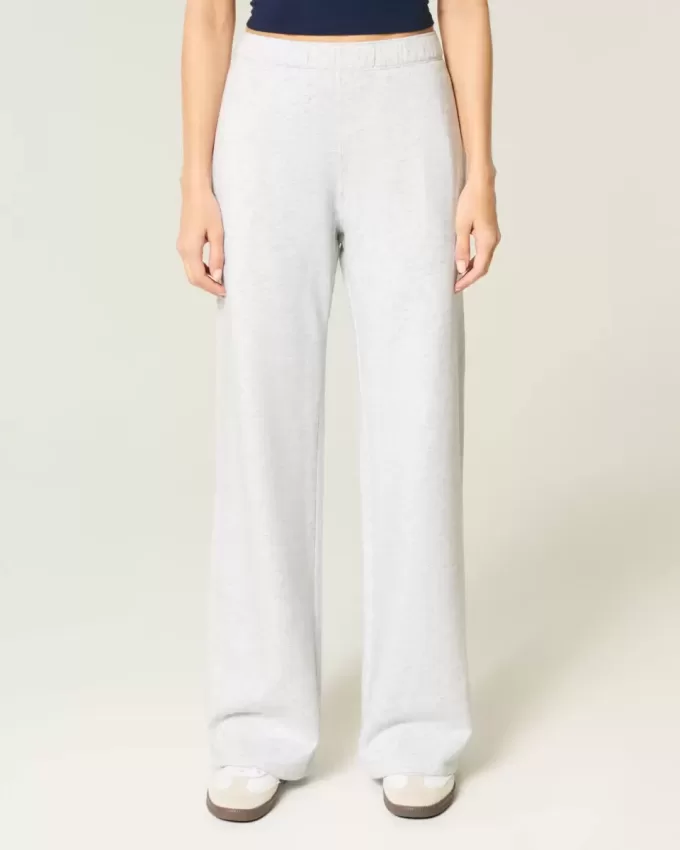 Pantaloni de sport cu picioare largi cu buzunar inimă Pantaloni de sport cu picioare largi cu buzunar inimă