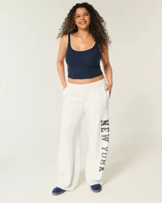 Pantaloni de sport cu picioare largi cu grafic New York