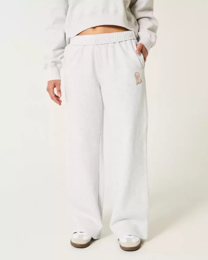 Pantaloni de sport cu picioare largi cu grafic pentru câini Pantaloni de sport cu picioare largi cu grafic pentru câini