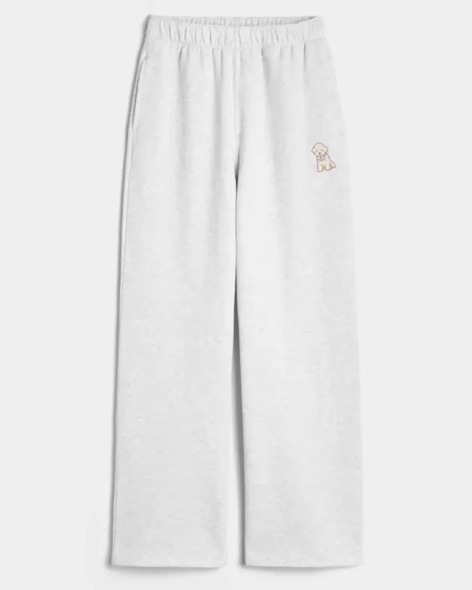 Pantaloni de sport cu picioare largi cu grafic pentru câini Pantaloni de sport cu picioare largi cu grafic pentru câini