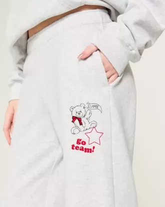 Pantaloni de sport cu picioare largi, grafice