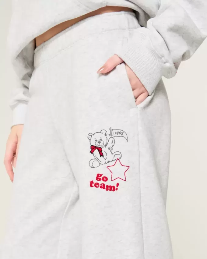Pantaloni de sport cu picioare largi, grafice Pantaloni de sport cu picioare largi, grafice