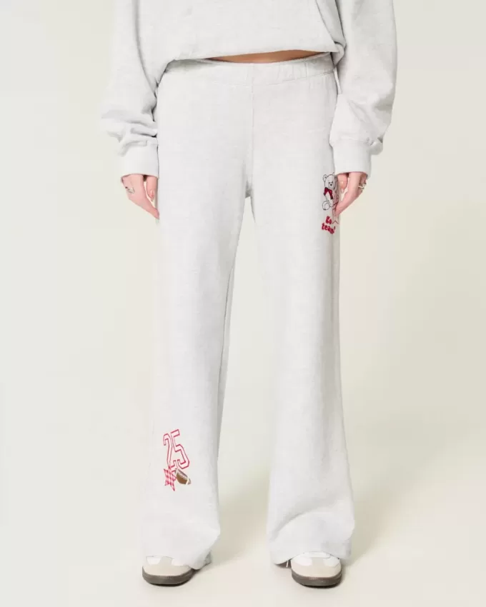 Pantaloni de sport cu picioare largi, grafice Pantaloni de sport cu picioare largi, grafice