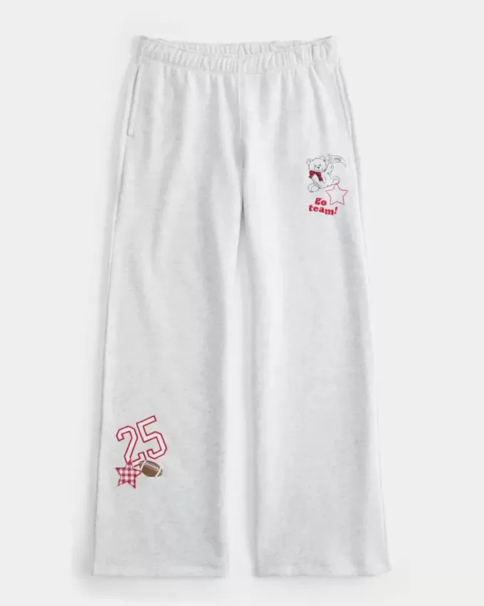 Pantaloni de sport cu picioare largi, grafice Pantaloni de sport cu picioare largi, grafice