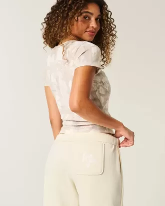 Pantaloni de sport cu picioare largi Love You Graphic