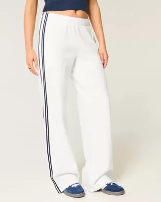 Pantaloni de sport cu picioare largi în dungi