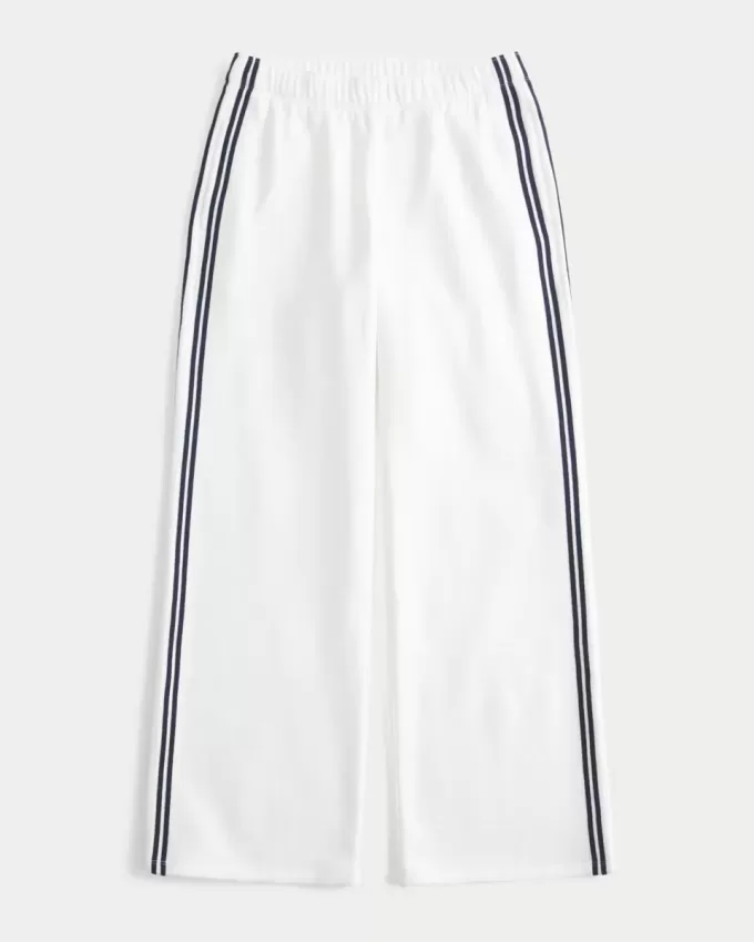 Pantaloni de sport cu picioare largi în dungi Pantaloni de sport cu picioare largi în dungi