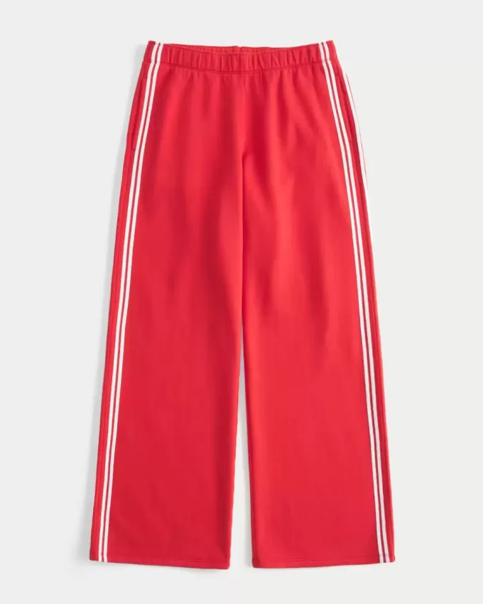 Pantaloni de sport cu picioare largi în dungi Pantaloni de sport cu picioare largi în dungi