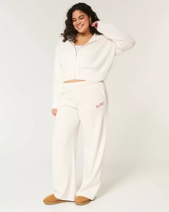 Pantaloni de sport cu picioare largi XOXO grafic Pantaloni de sport cu picioare largi XOXO grafic