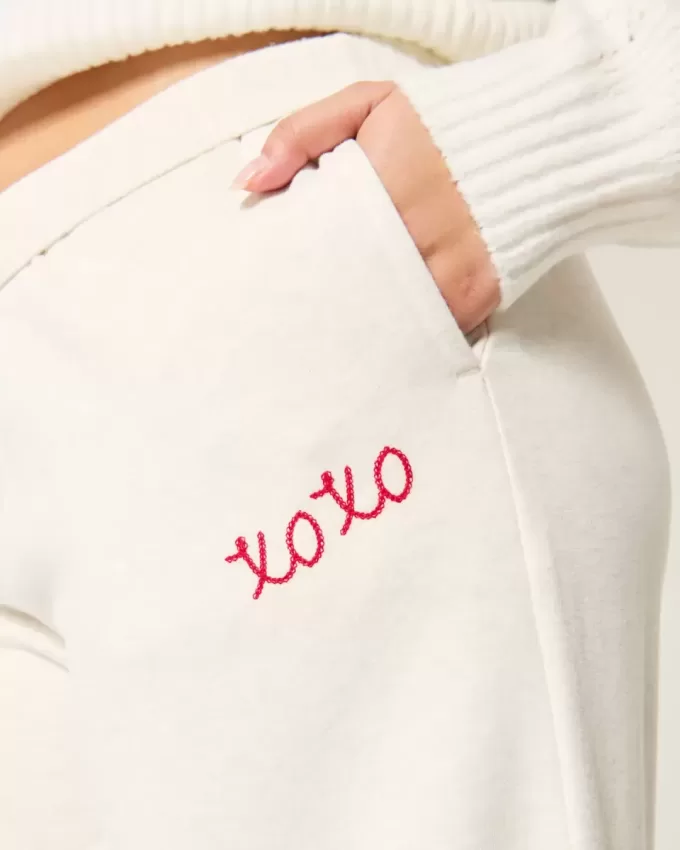 Pantaloni de sport cu picioare largi XOXO grafic Pantaloni de sport cu picioare largi XOXO grafic