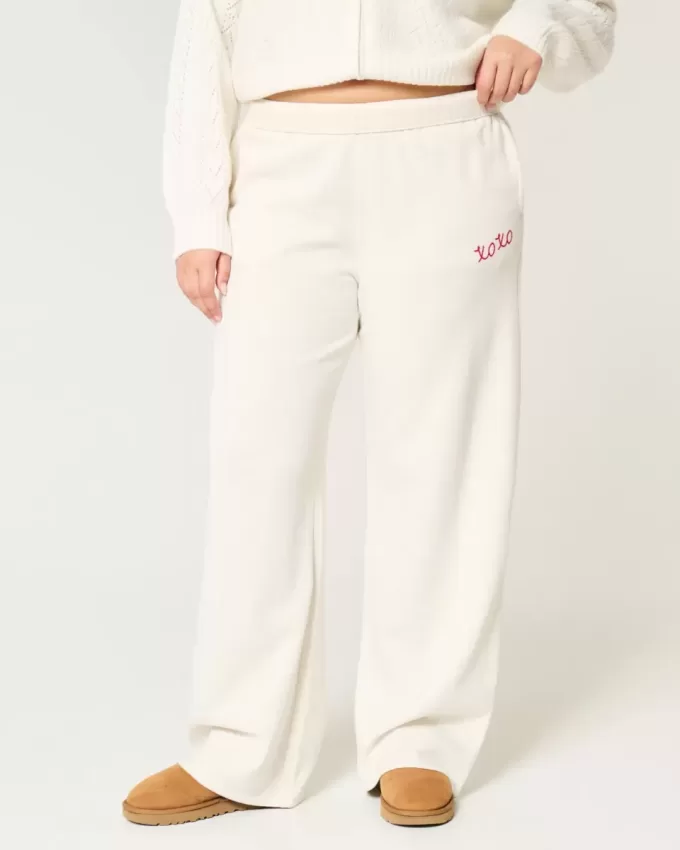 Pantaloni de sport cu picioare largi XOXO grafic Pantaloni de sport cu picioare largi XOXO grafic