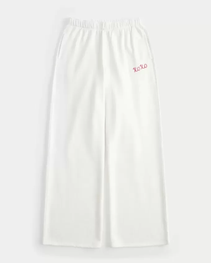Pantaloni de sport cu picioare largi XOXO grafic Pantaloni de sport cu picioare largi XOXO grafic