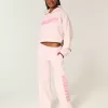 Pantaloni de sport cu sigla cu picioare largi Pantaloni de sport cu sigla cu picioare largi