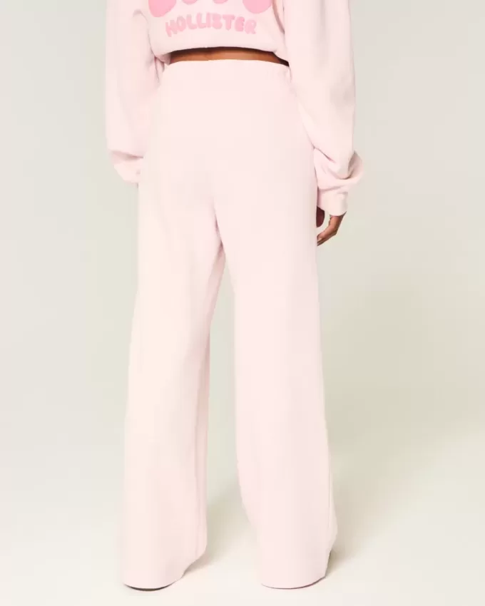 Pantaloni de sport cu sigla cu picioare largi Pantaloni de sport cu sigla cu picioare largi