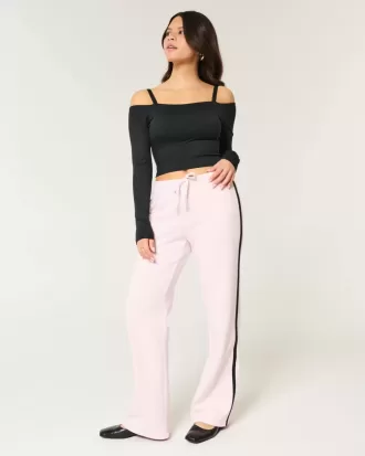 Pantaloni de sport drepti cu dungi laterale