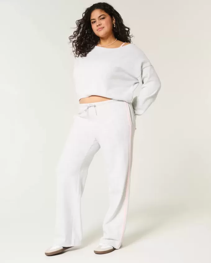 Pantaloni de sport drepti cu dungi laterale Pantaloni de sport drepti cu dungi laterale