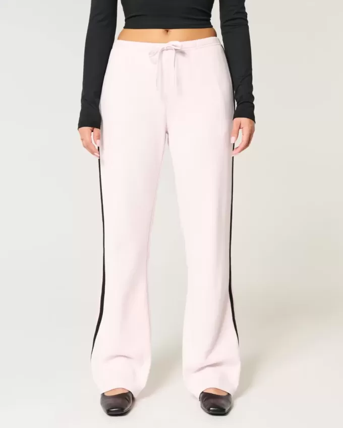 Pantaloni de sport drepti cu dungi laterale Pantaloni de sport drepti cu dungi laterale