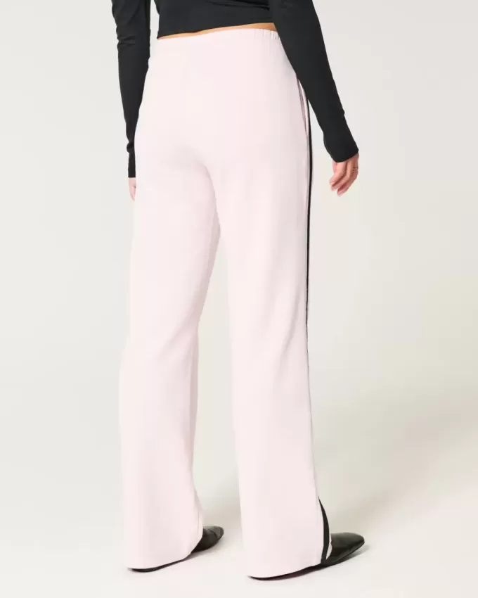 Pantaloni de sport drepti cu dungi laterale Pantaloni de sport drepti cu dungi laterale
