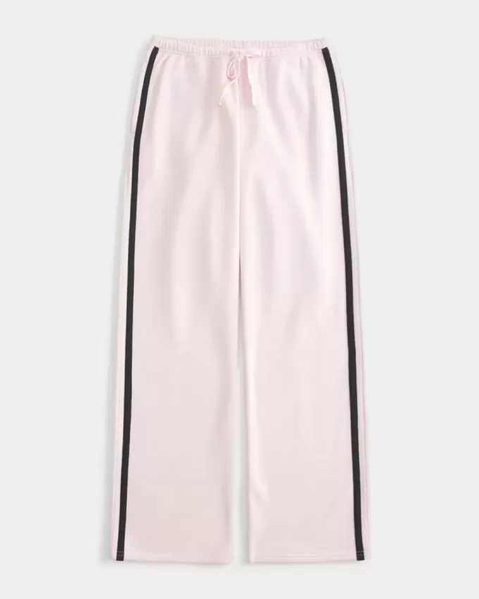 Pantaloni de sport drepti cu dungi laterale Pantaloni de sport drepti cu dungi laterale