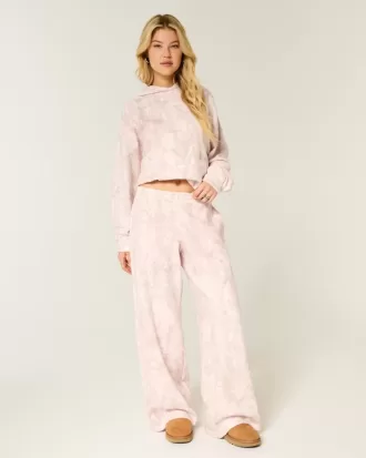 Pantaloni de sport largi Camo roz