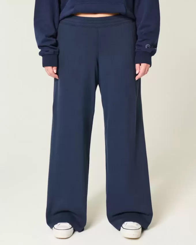 Pantaloni de sport largi cu funda grafică Pantaloni de sport largi cu funda grafică