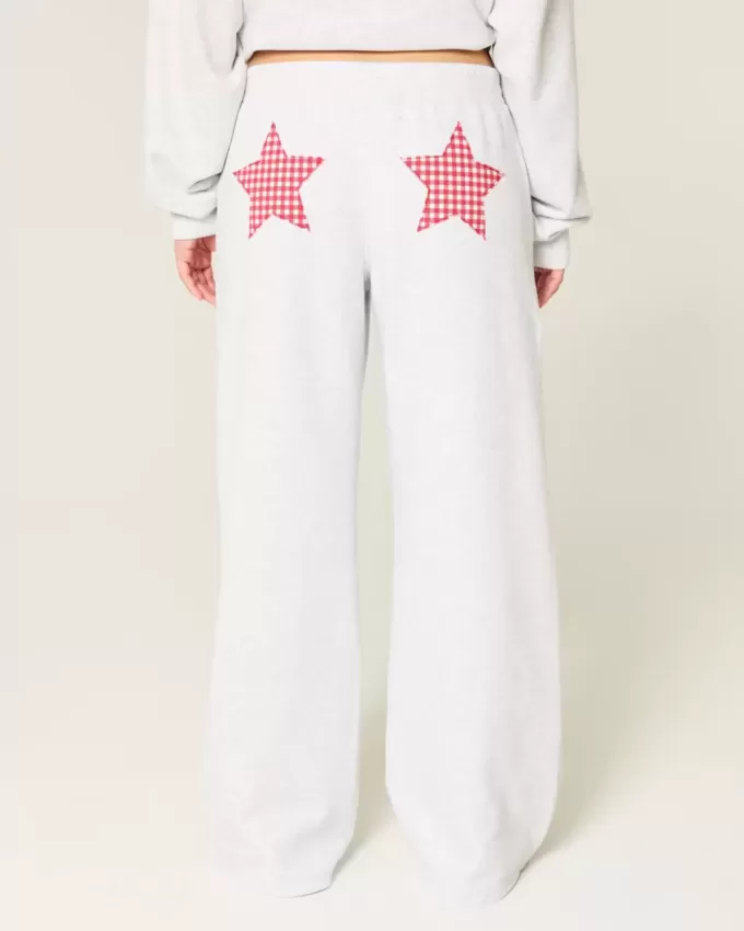 Pantaloni de sport largi cu grafic Star Pantaloni de sport largi cu grafic Star