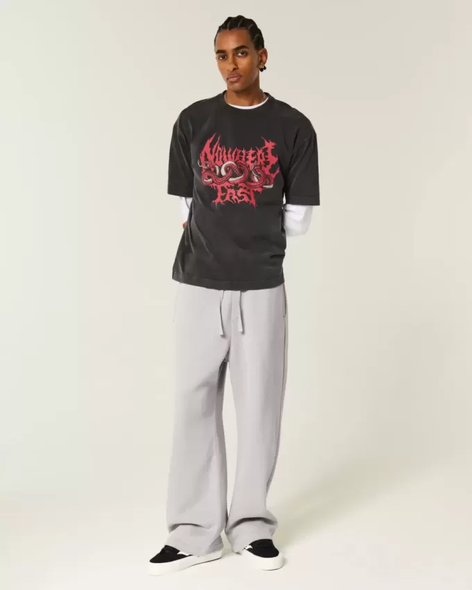 Pantaloni de sport super largi cu buzunare din spate Los Angeles Pantaloni de sport super largi cu buzunare din spate Los Angeles