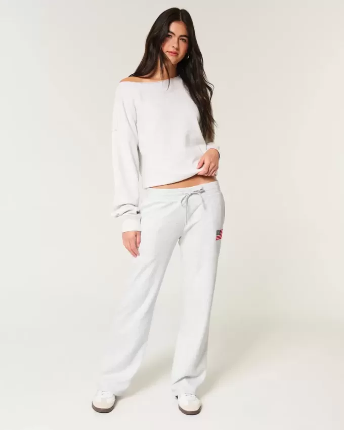 Pantaloni de trening drepti cu drapel american Pantaloni de trening drepti cu drapel american