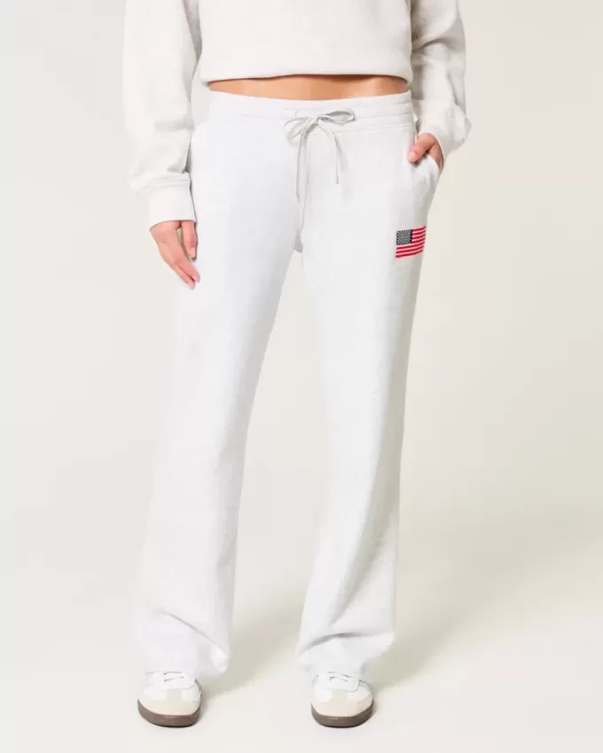 Pantaloni de trening drepti cu drapel american Pantaloni de trening drepti cu drapel american