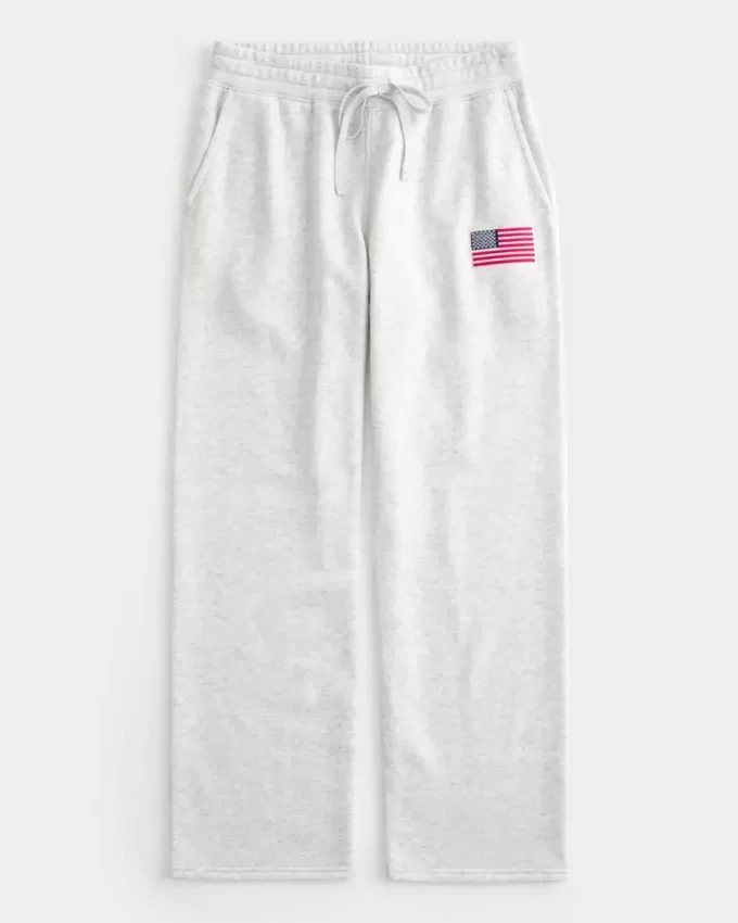 Pantaloni de trening drepti cu drapel american Pantaloni de trening drepti cu drapel american