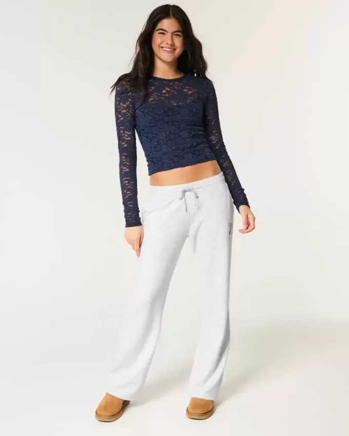 Pantaloni de trening drepti cu fundă Pantaloni de trening drepti cu fundă