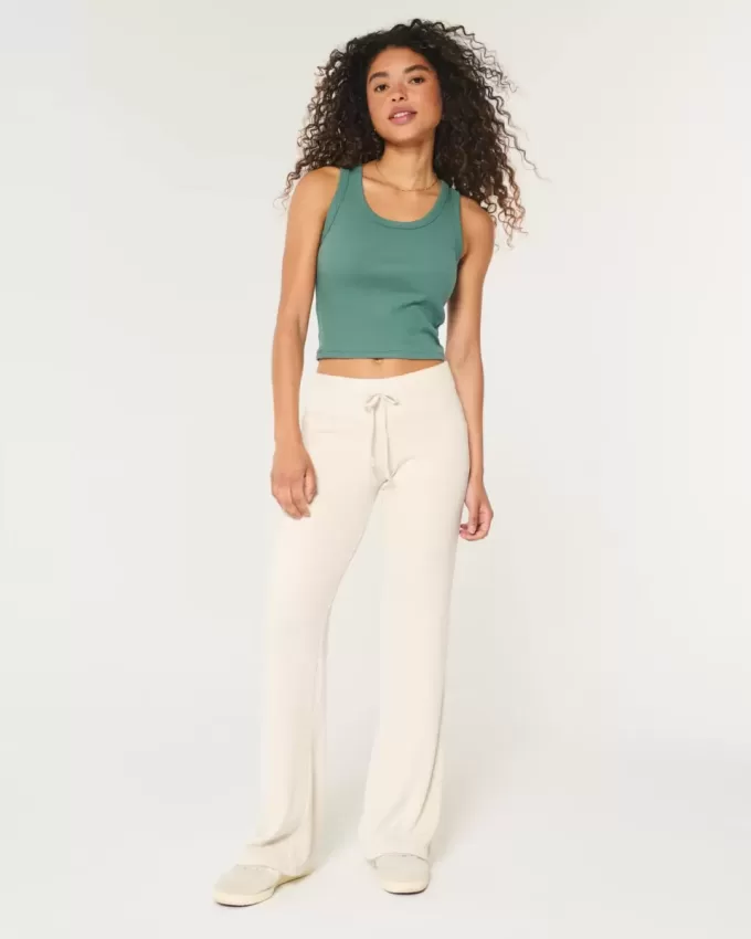 Pantaloni evazați confortabili cu nervuri Pantaloni evazați confortabili cu nervuri