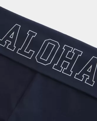 Pantaloni evazați cu talie pliabilă cu grafic Aloha Pantaloni evazați cu talie pliabilă cu grafic Aloha
